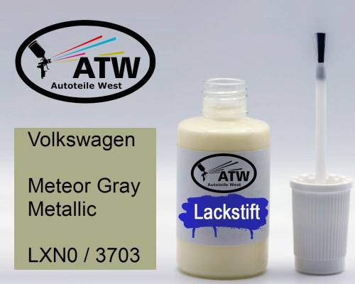 Volkswagen, Meteor Gray Metallic, LXN0 / 3703: 20ml Lackstift, von ATW Autoteile West.